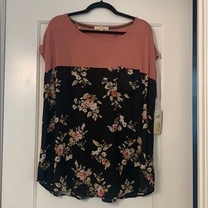 Color block floral blouse